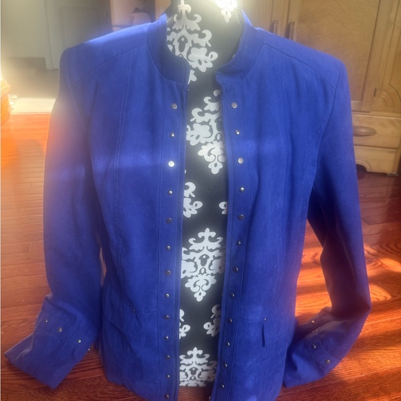 Womens cobalt blue microsuede blazer - Picture 1 of 7